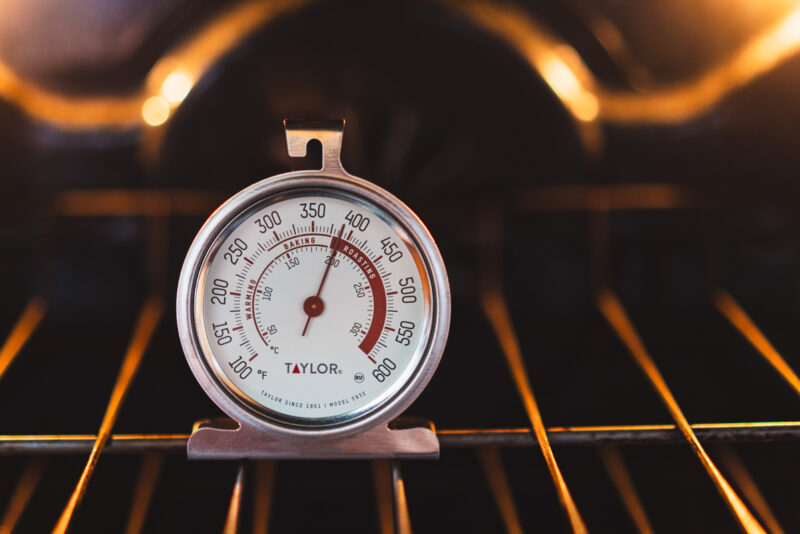 Oven thermometer in oven