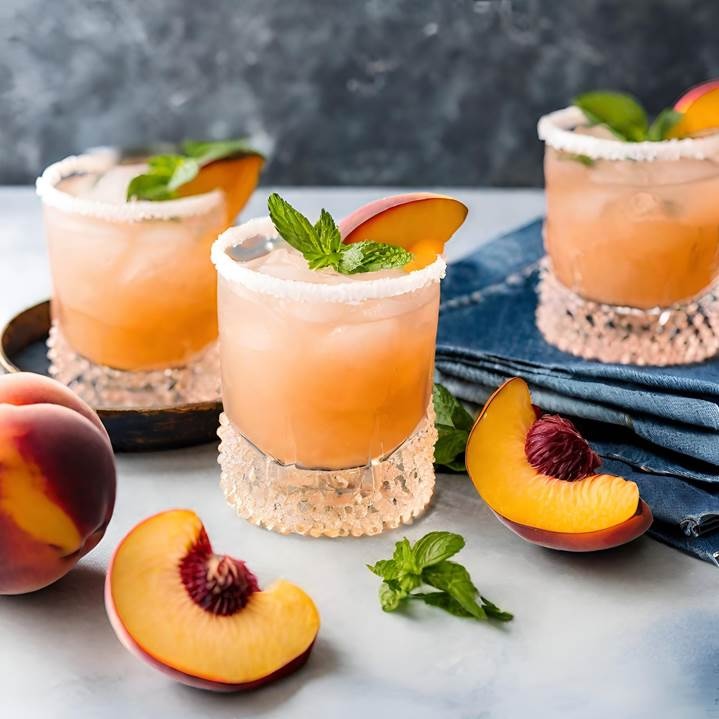 Cheeky Margarita made with peach puree