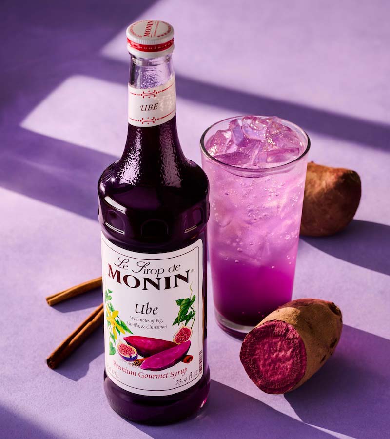 Monin's Ube Syrup in honor of the Flavor of the Year for top 2024 food trends